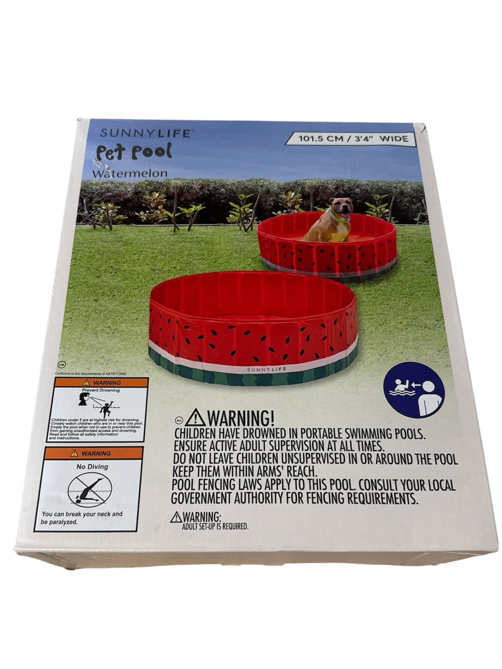 Sunnylife Watermelon Foldable Pet Pool - Red & Green NIP